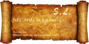 Sáfrán Lajos névjegykártya